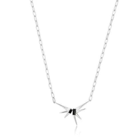 Silver Sparkle Spike Polished Punk Necklace