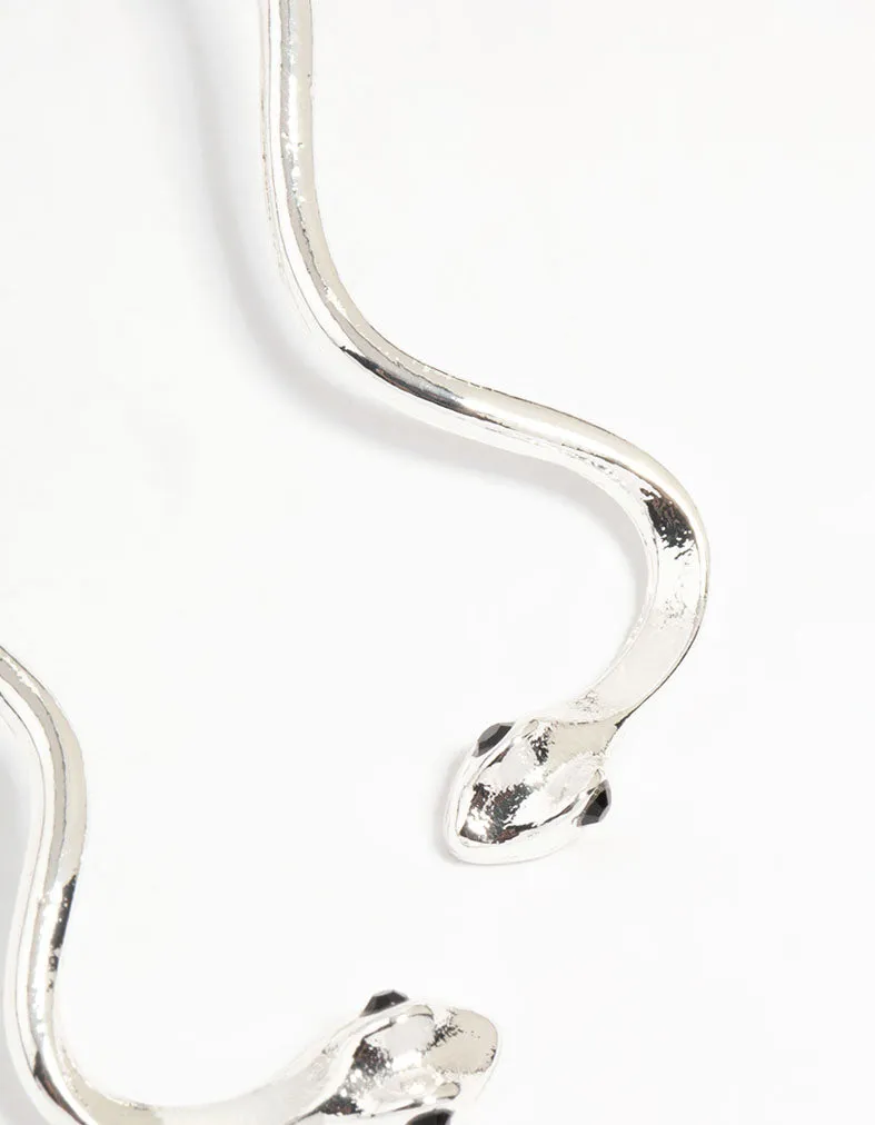 Silver Squiggle Snake Drop Earrings