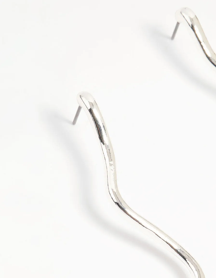 Silver Squiggle Snake Drop Earrings