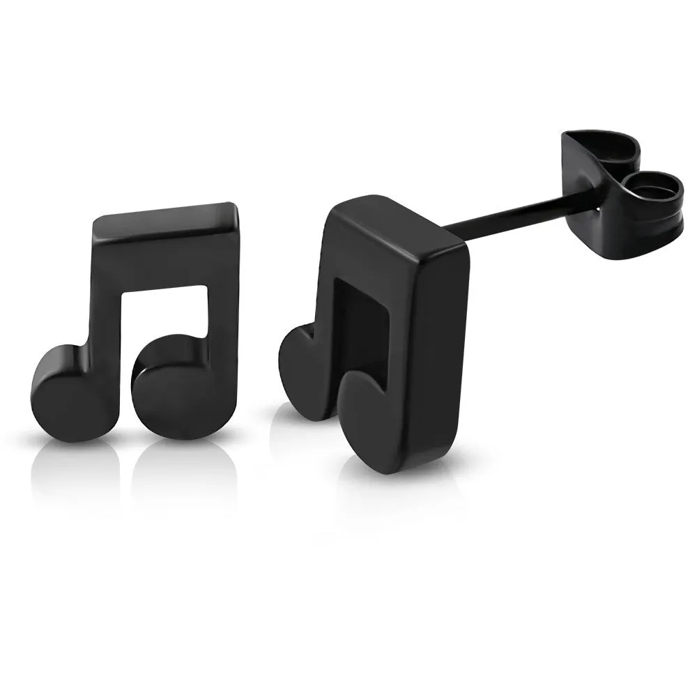 Sleek Black Music Studs