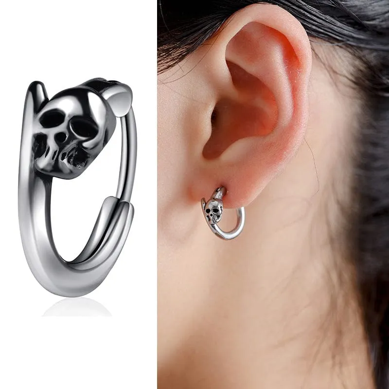 Sleek Vintage Steel Hoop Earrings for Trendy Men
