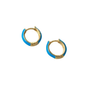 Small Huggie Earrings Blue
