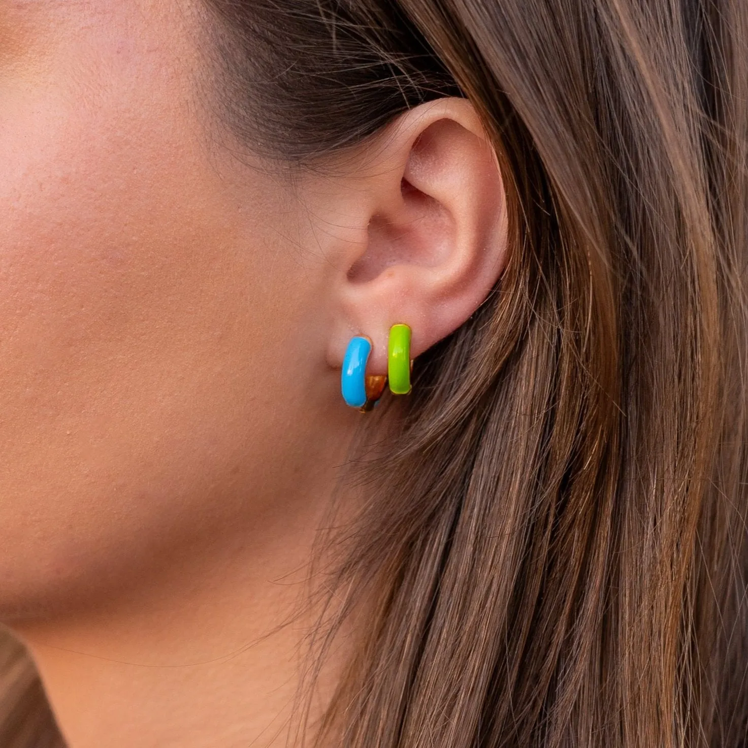 Small Huggie Earrings Blue
