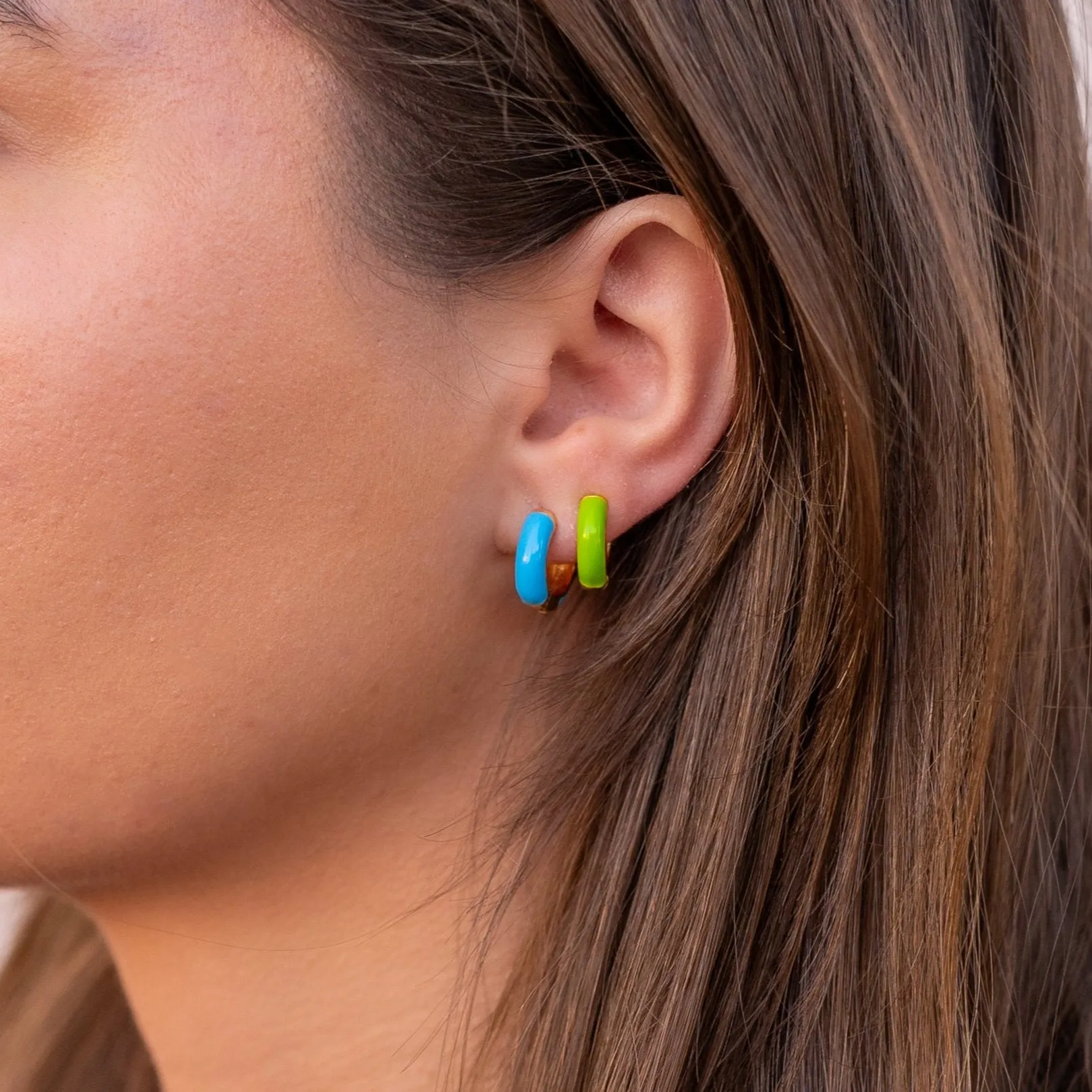 Small Huggie Earrings Green