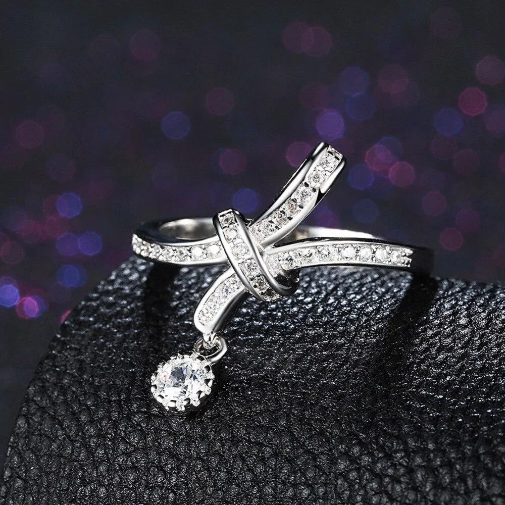 Solid 925 Sterling Silver Irregular Rotated Pattern Rings for Women with Cubic Zirconia Stones – Fashion Jewelry Gift for Her  