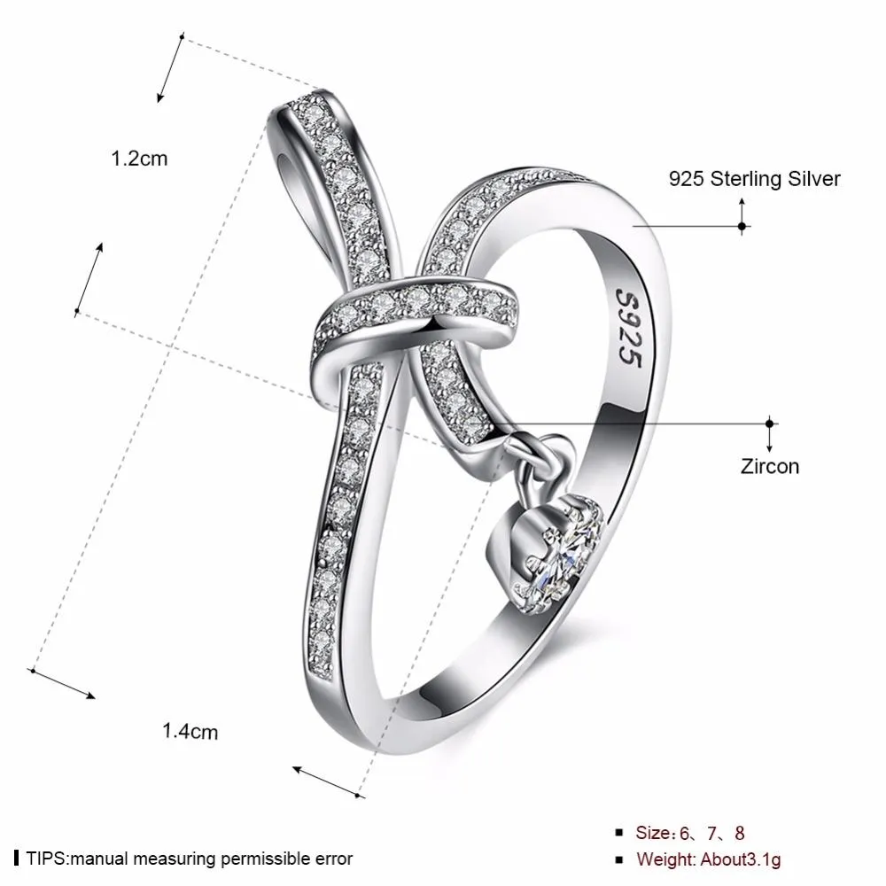 Solid 925 Sterling Silver Irregular Rotated Pattern Rings for Women with Cubic Zirconia Stones – Fashion Jewelry Gift for Her  