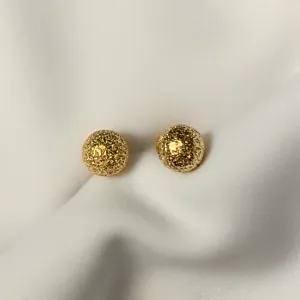 Solid Gold Sandblast Ball Stud Earrings