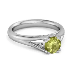Solitaire 0.25 Ctw Round Peridot 925 Sterling Silver Split Ring