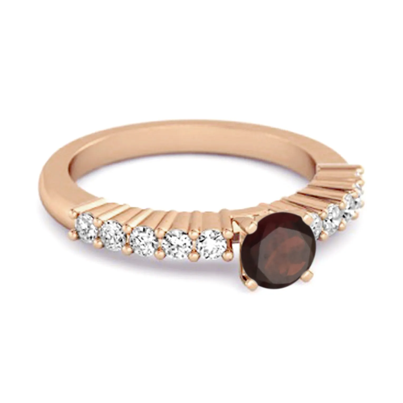 Solitaire Accents 0.10 Ctw Garnet 925 Silver Bridal Ring