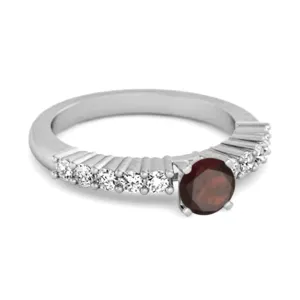 Solitaire Accents 0.10 Ctw Garnet 925 Silver Bridal Ring
