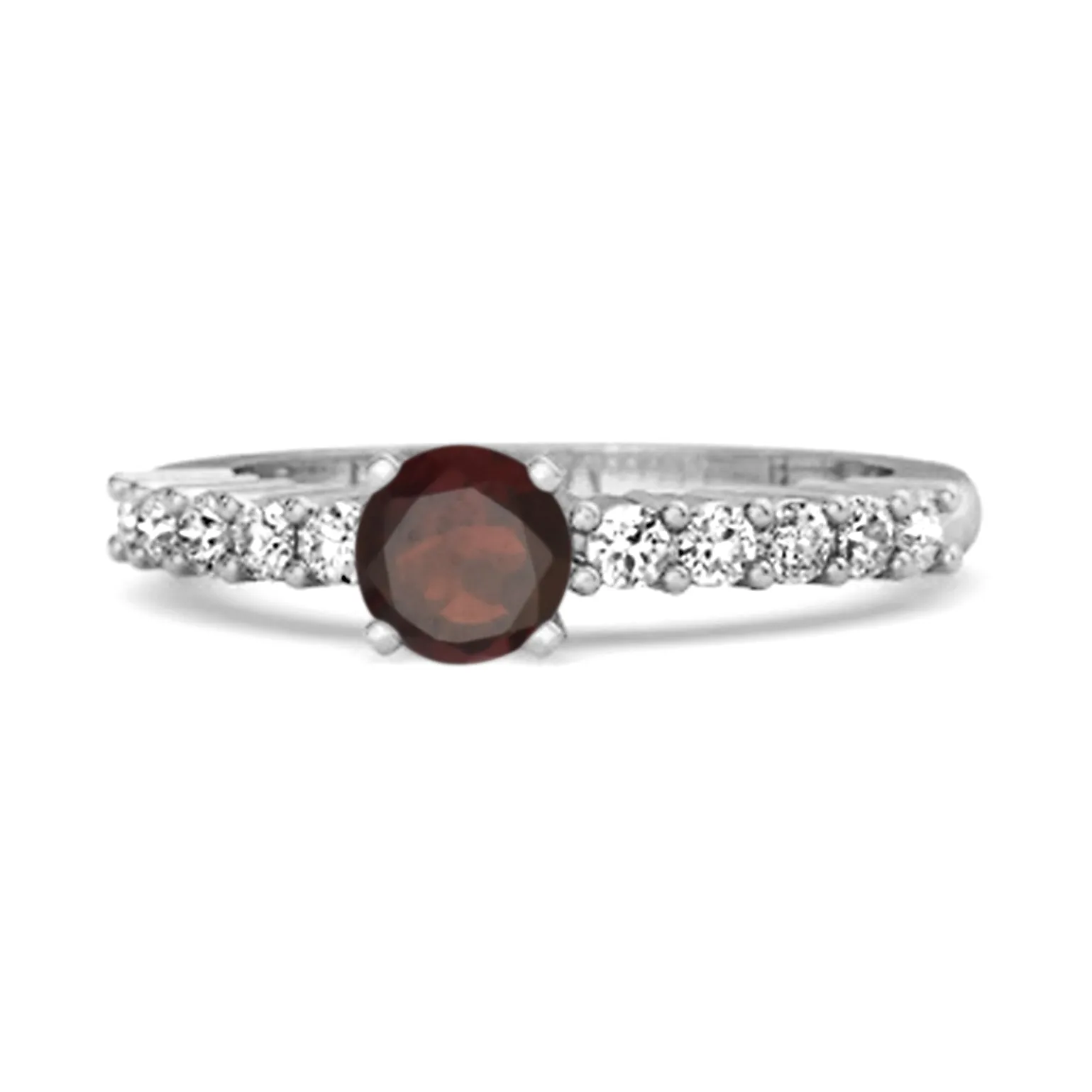 Solitaire Accents 0.10 Ctw Garnet 925 Silver Bridal Ring