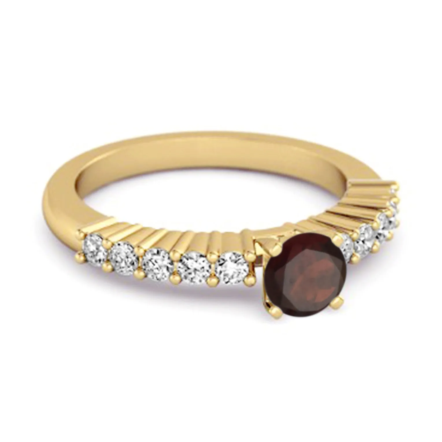 Solitaire Accents 0.10 Ctw Garnet 925 Silver Bridal Ring