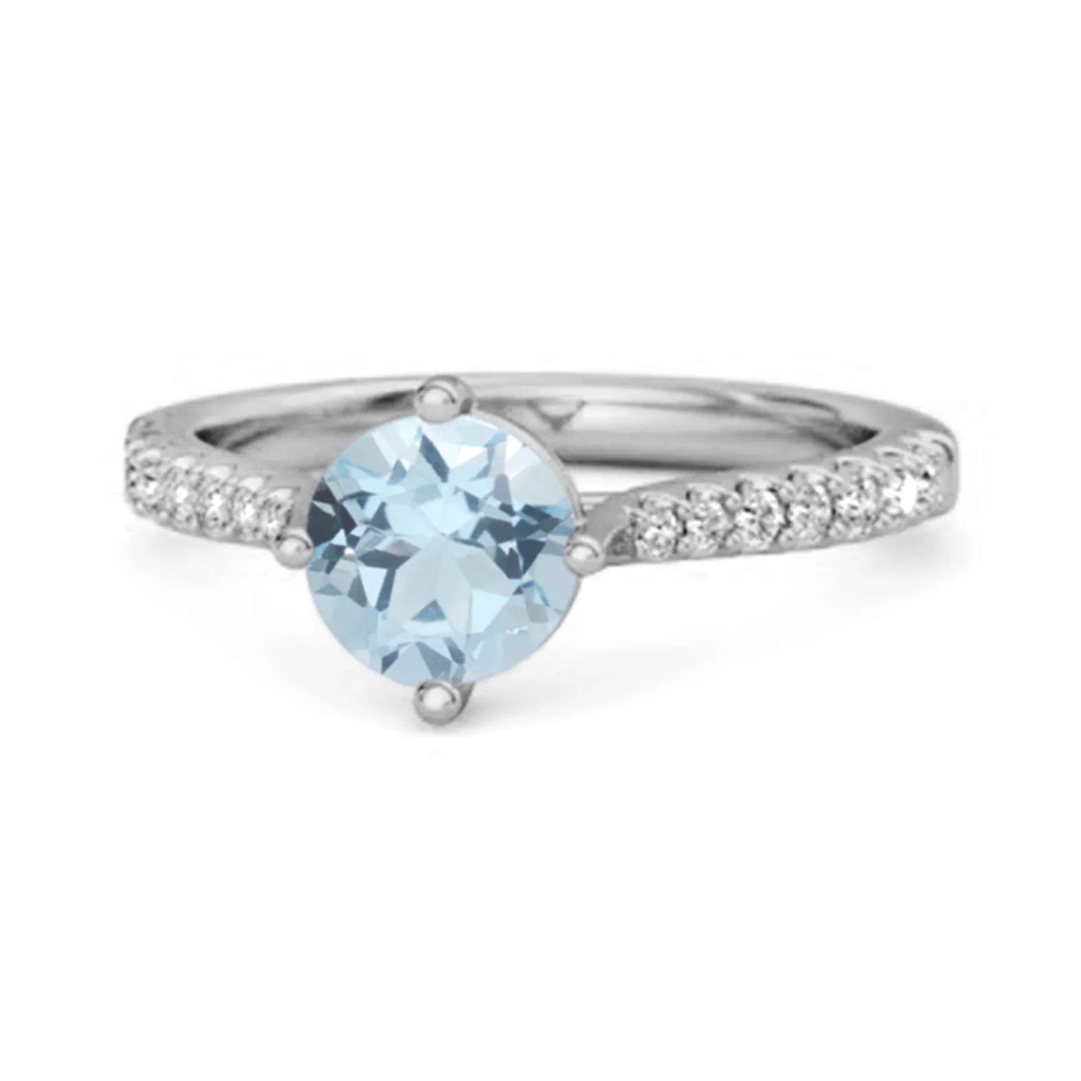 Solitaire Accents 925 Sterling Silver 0.25 Ctw Blue Topaz Princess Ring