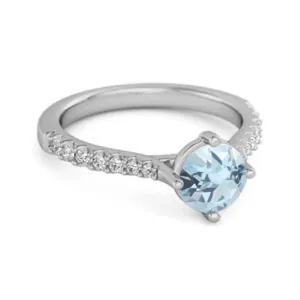 Solitaire Accents 925 Sterling Silver 0.25 Ctw Blue Topaz Princess Ring