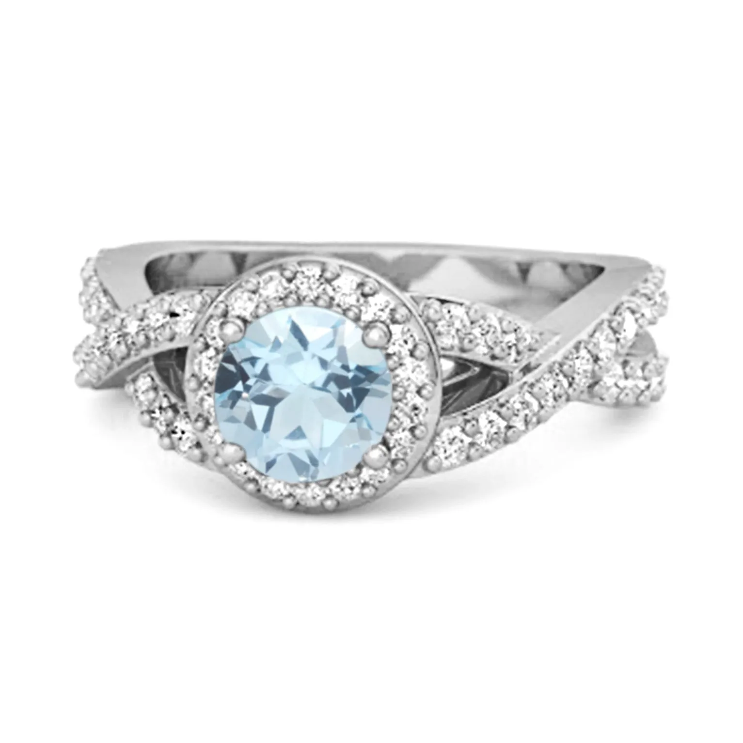 Solitaire Accents Blue Topaz 925 Sterling Silver Infinity Ring
