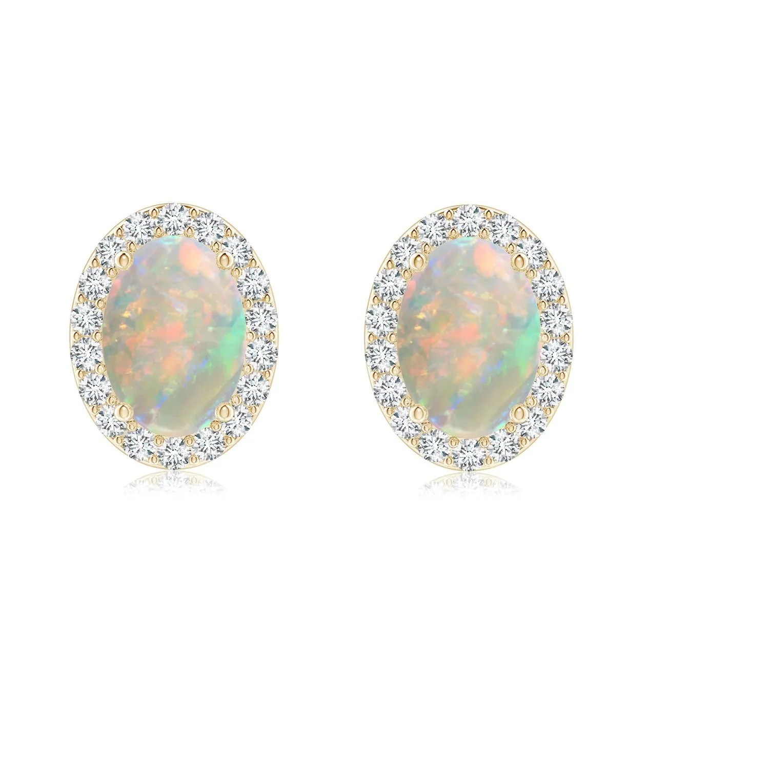 Solitaire Accents Opal 925 Sterling Silver 6X4 MM Oval Stud Charm Earring