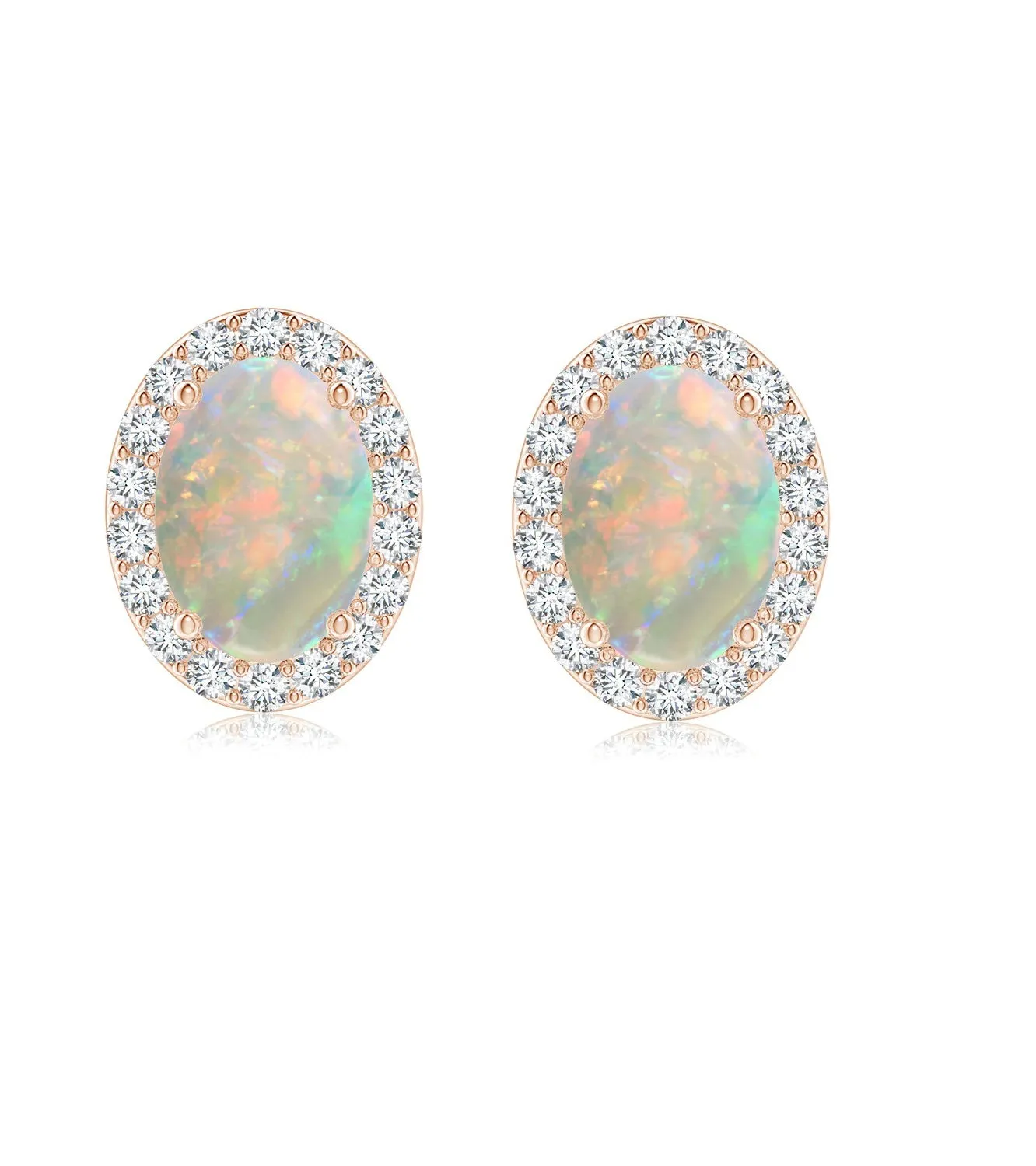 Solitaire Accents Opal 925 Sterling Silver 6X4 MM Oval Stud Charm Earring