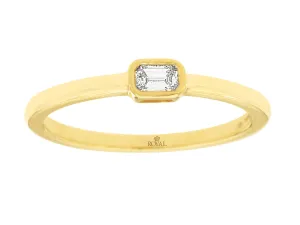Solitaire Emerald-Cut, Bezel Set Diamond Engagement Ring, 0.12ctw