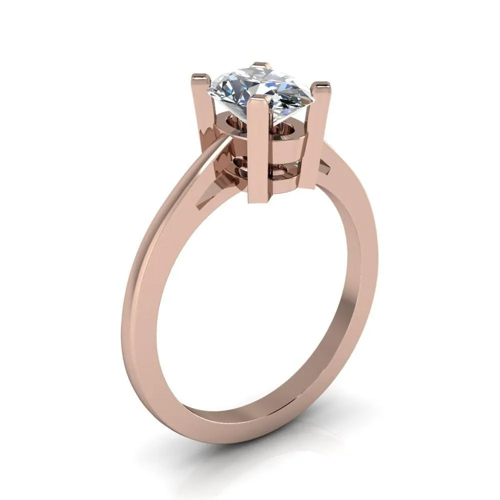 Spinelli Oval Center Stone 4 Prong Under Bezel Cathedral Ring