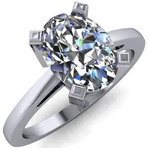 Spinelli Oval Center Stone 4 Prong Under Bezel Cathedral Ring