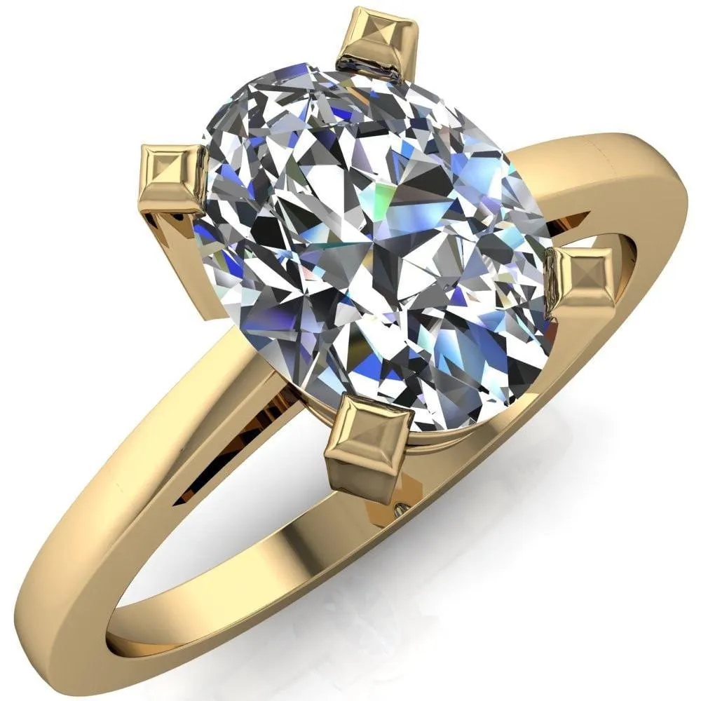 Spinelli Oval Center Stone 4 Prong Under Bezel Cathedral Ring