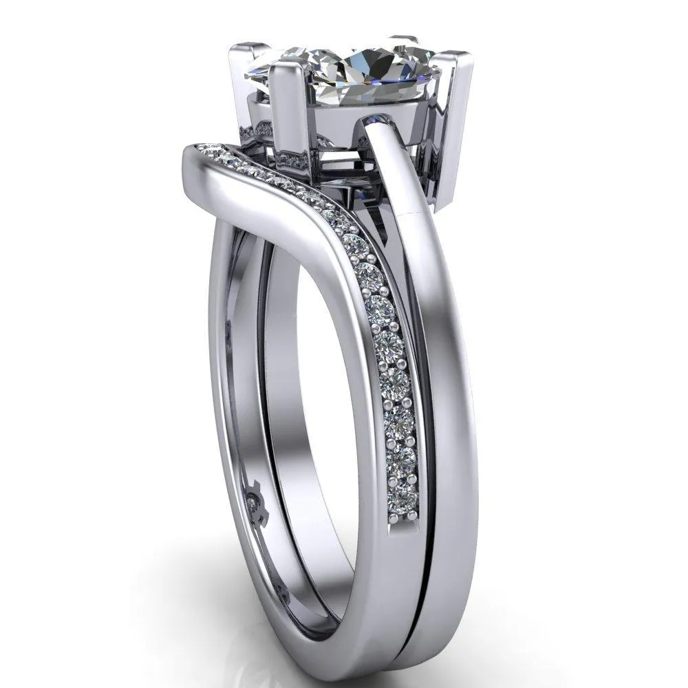 Spinelli Oval Center Stone 4 Prong Under Bezel Cathedral Ring