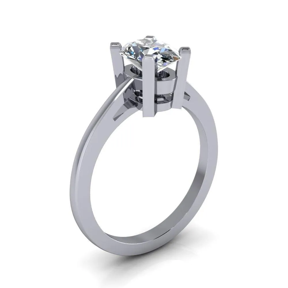 Spinelli Oval Center Stone 4 Prong Under Bezel Cathedral Ring
