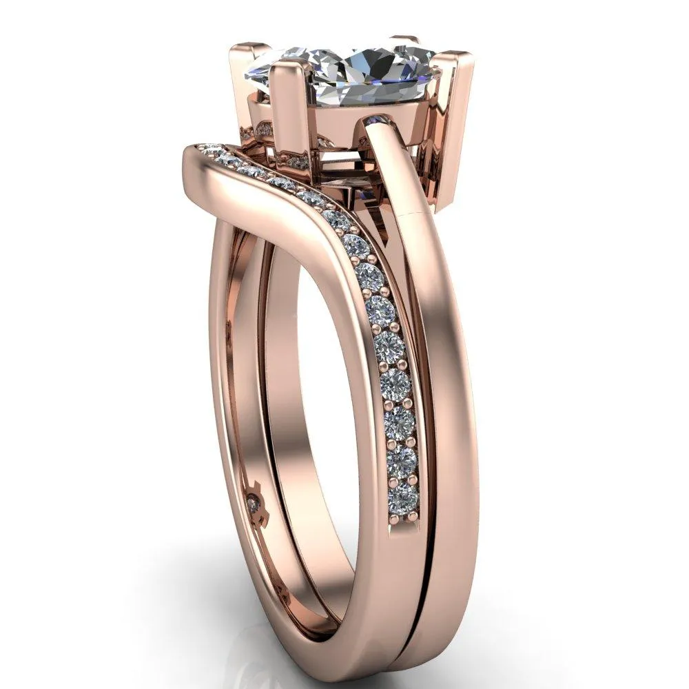 Spinelli Oval Center Stone 4 Prong Under Bezel Cathedral Ring