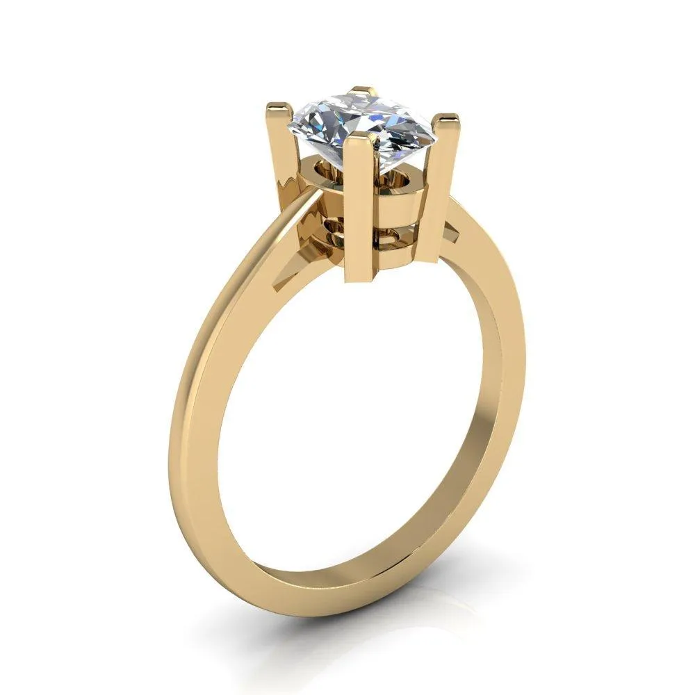 Spinelli Oval Center Stone 4 Prong Under Bezel Cathedral Ring