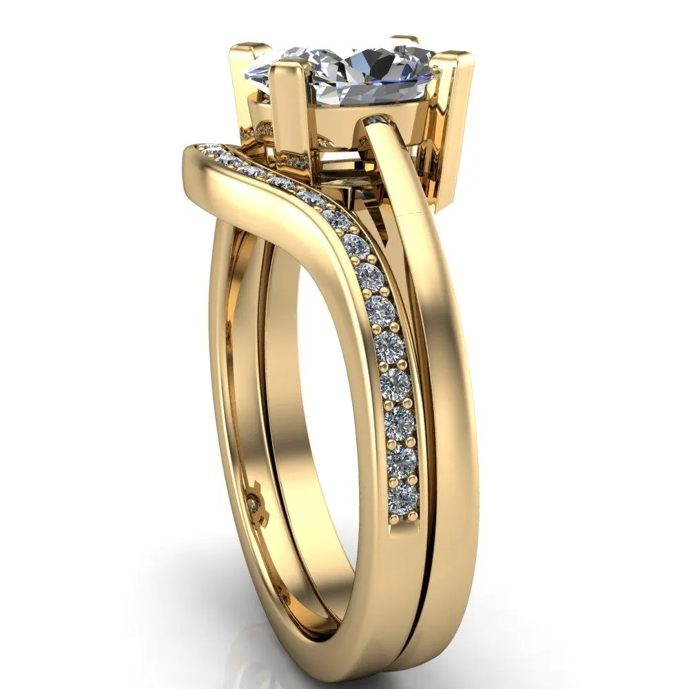 Spinelli Oval Center Stone 4 Prong Under Bezel Cathedral Ring