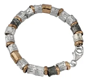 SPIRA Mixed Metal Bracelet Handcrafted Two Tone 925 Sterling Silver And 14k Yellow Gold Filled Silver Bracelet Fast Shipping!