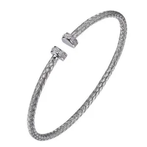 SS CZ Cuff Bangle Bracelet