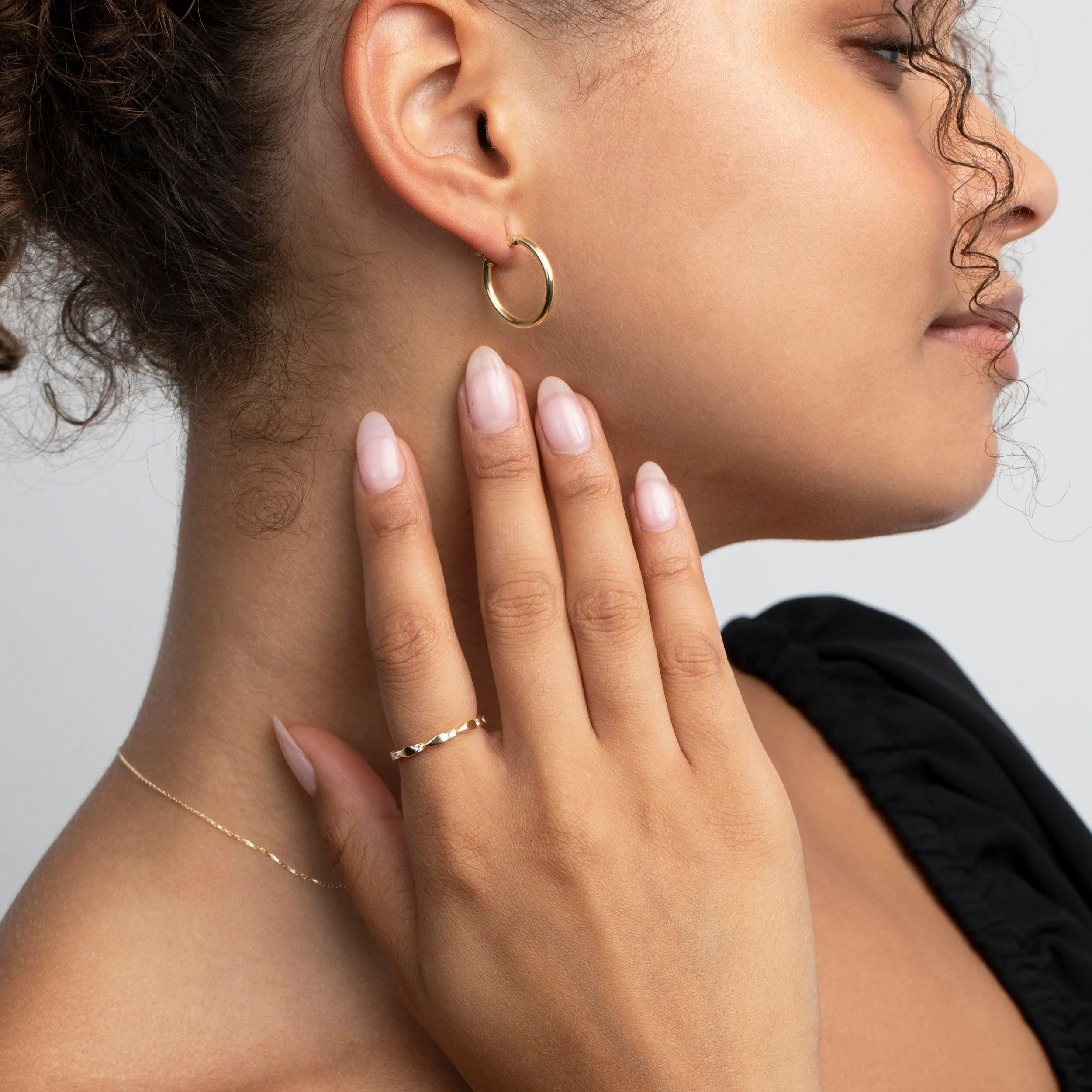 Stackable Band with CZ Stones - 18K Gold Vermeil