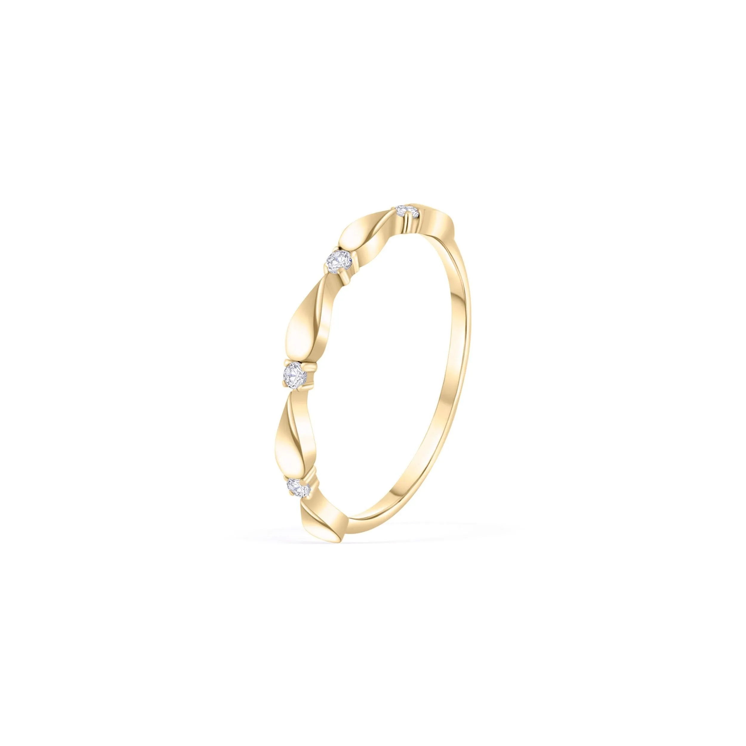 Stackable Band with CZ Stones - 18K Gold Vermeil