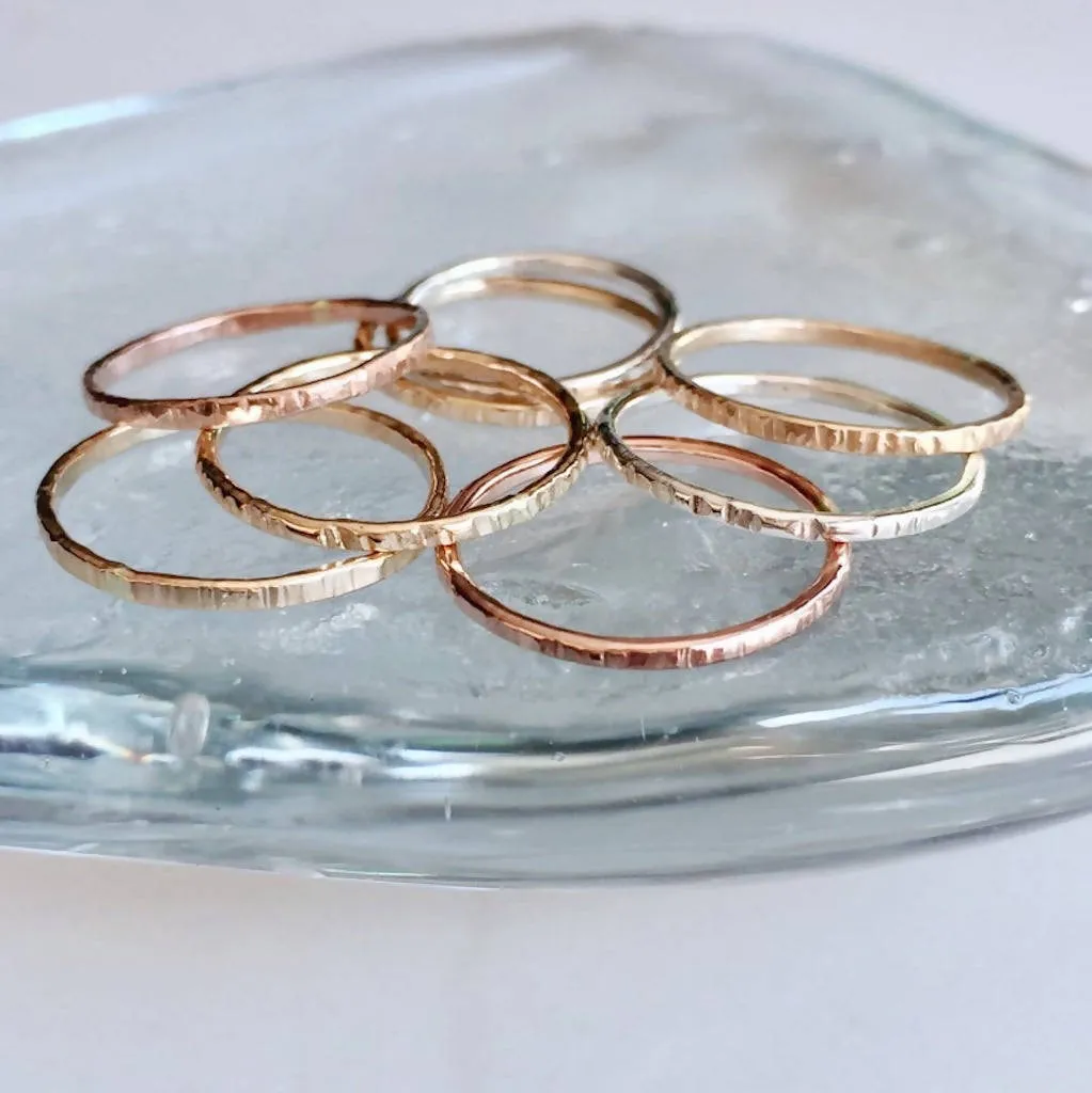 Stackable Hammered Rings - Rose Gold