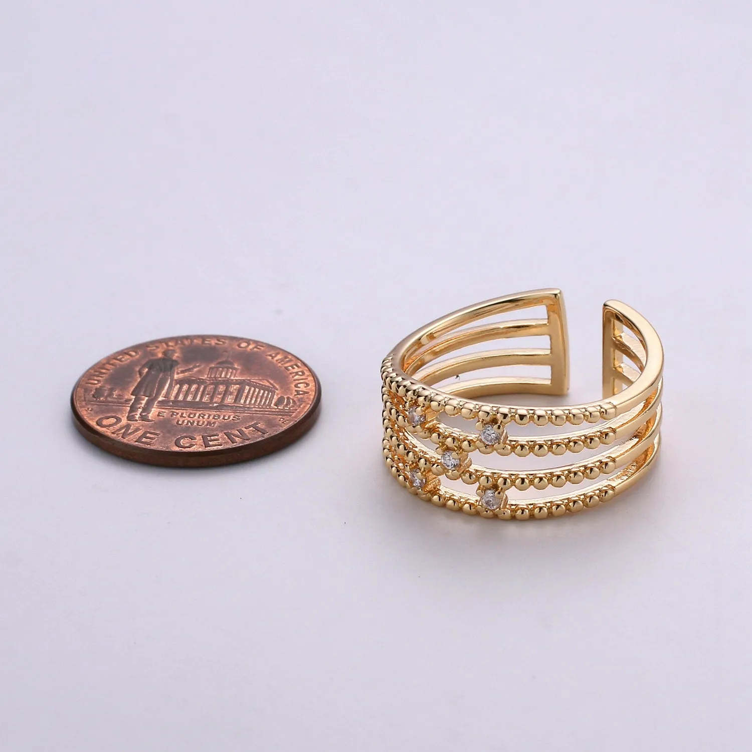 Stackable Rings, Wedding Stackable Rings, Gold Wedding Ring, Micro Pave Cz Ring Open Gold Band Ring R-056