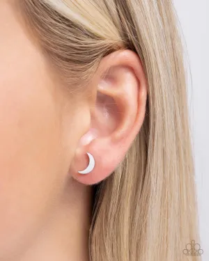 Stainless Space - Silver - Stainless Steel Moon Paparazzi Post Earrings