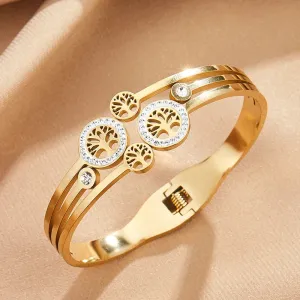 Stainless Steel Bangle Tree Of Life Wristband Two Colors