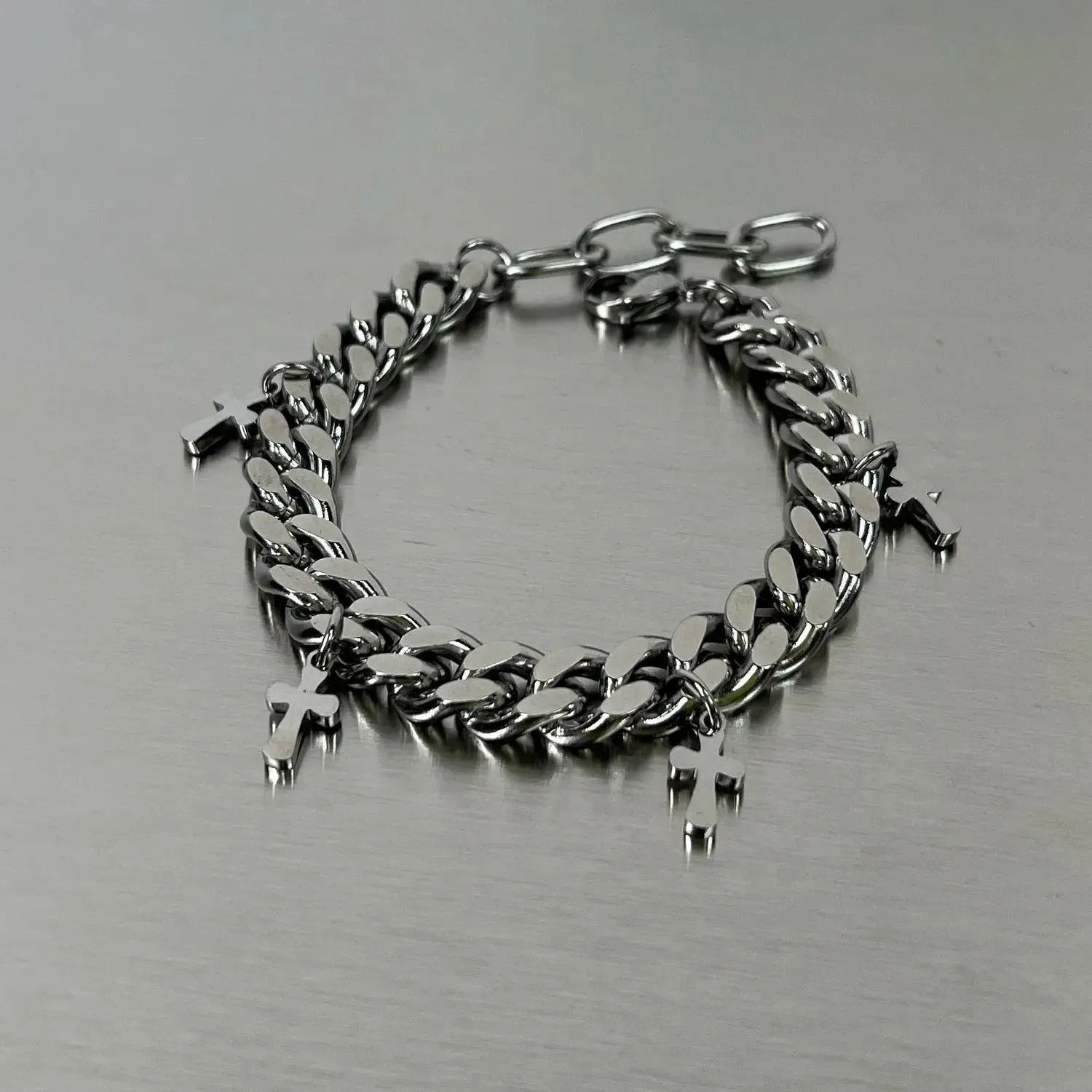 Stainless Steel Cross Cuban Link Bracelet
