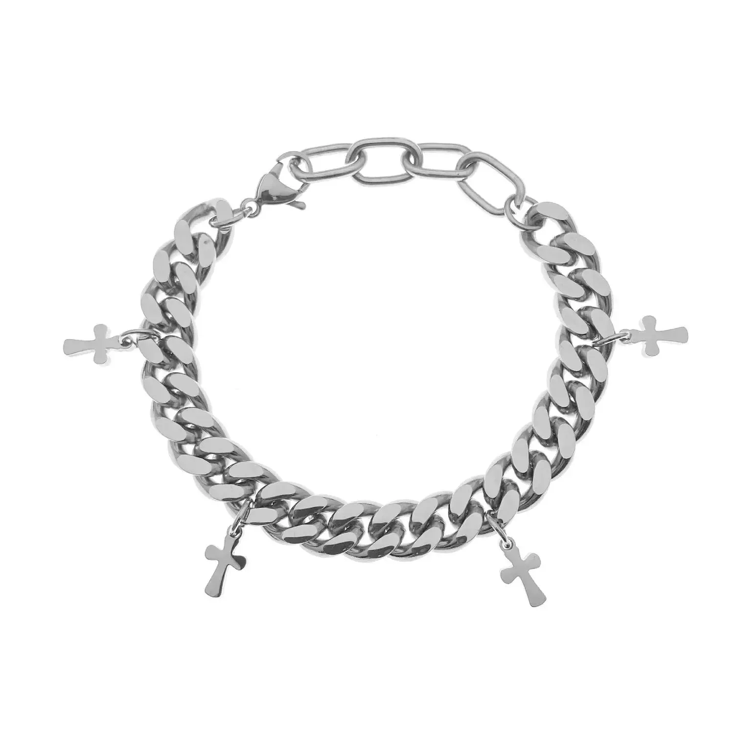 Stainless Steel Cross Cuban Link Bracelet