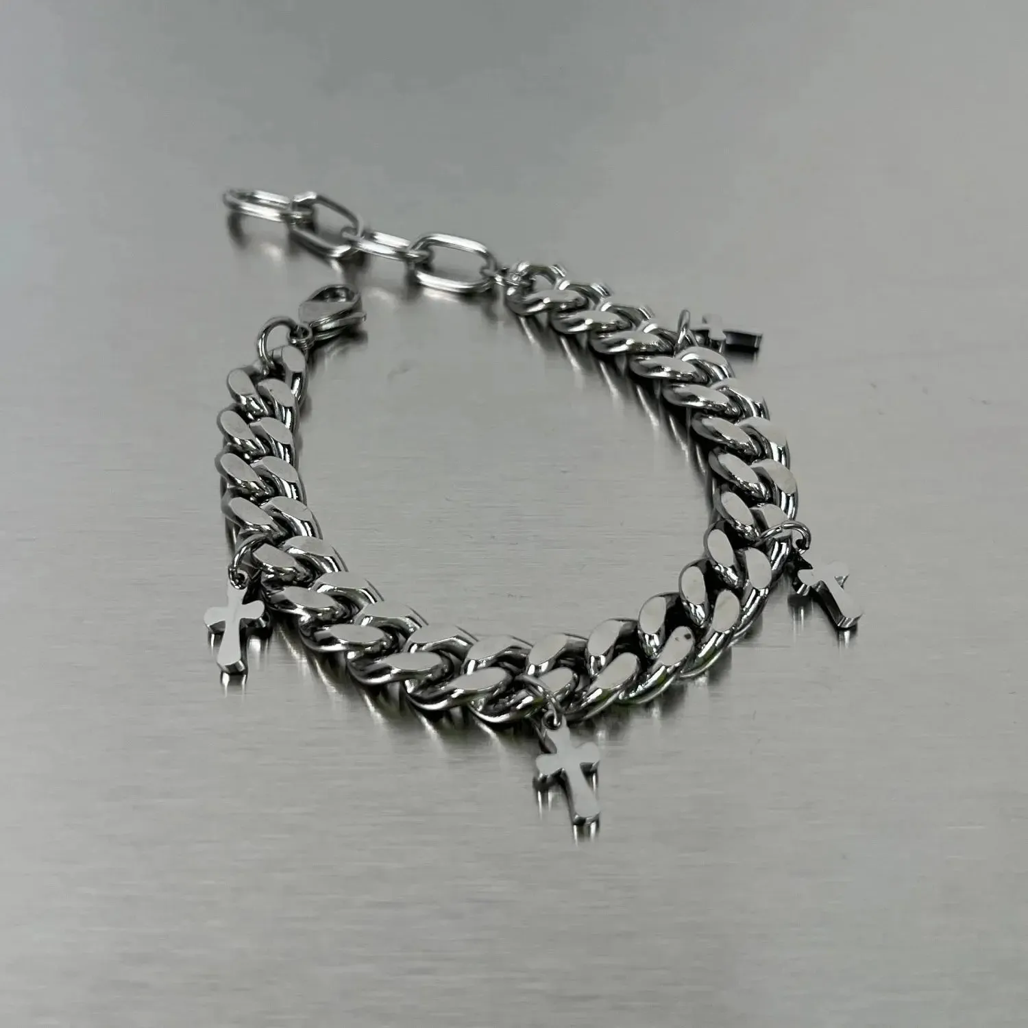 Stainless Steel Cross Cuban Link Bracelet
