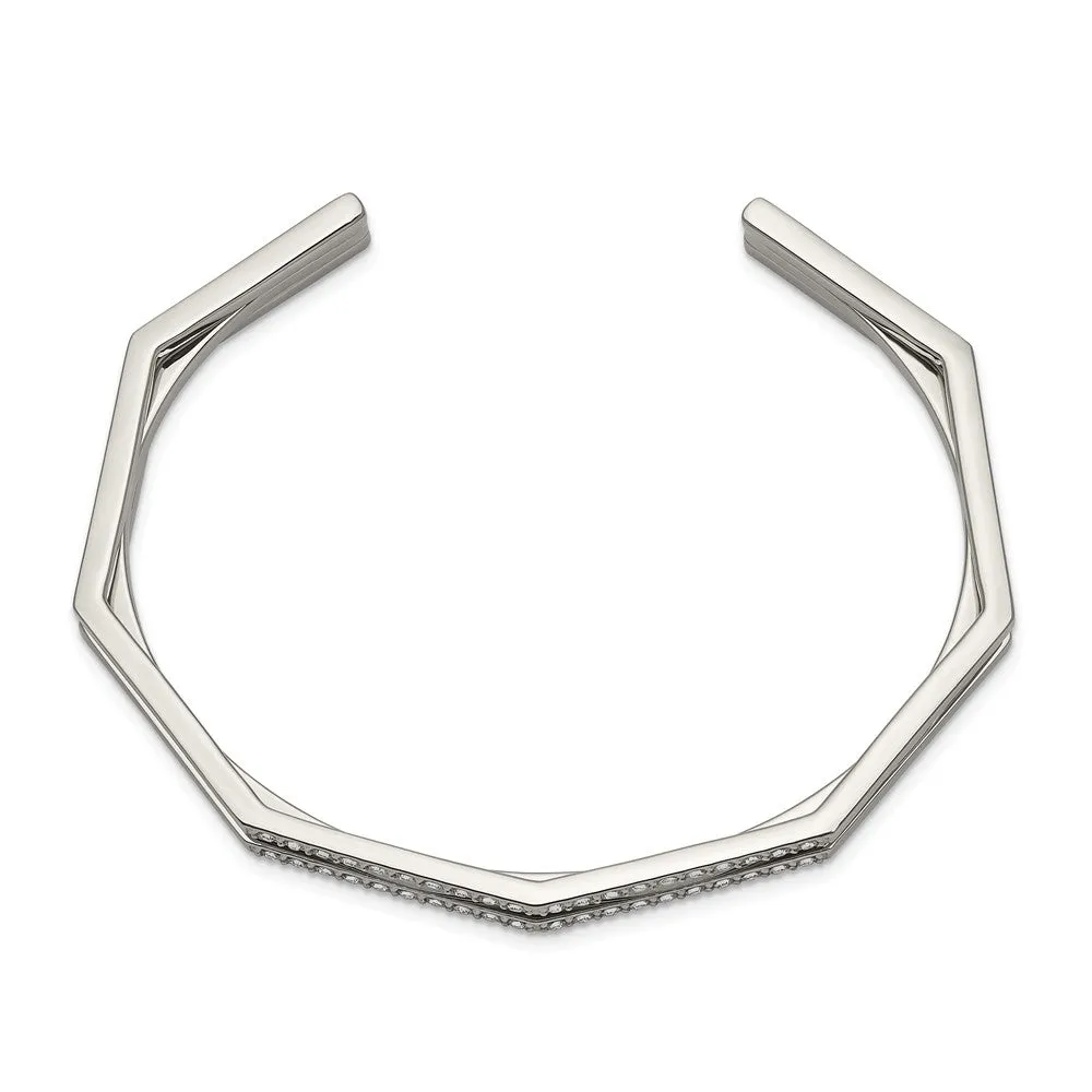 Stainless Steel Polished with Crystals from Swarovski 7.00mm Cuff Bangle