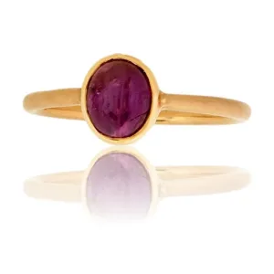 Star Ruby Cabochon Solitaire Bezel Ring