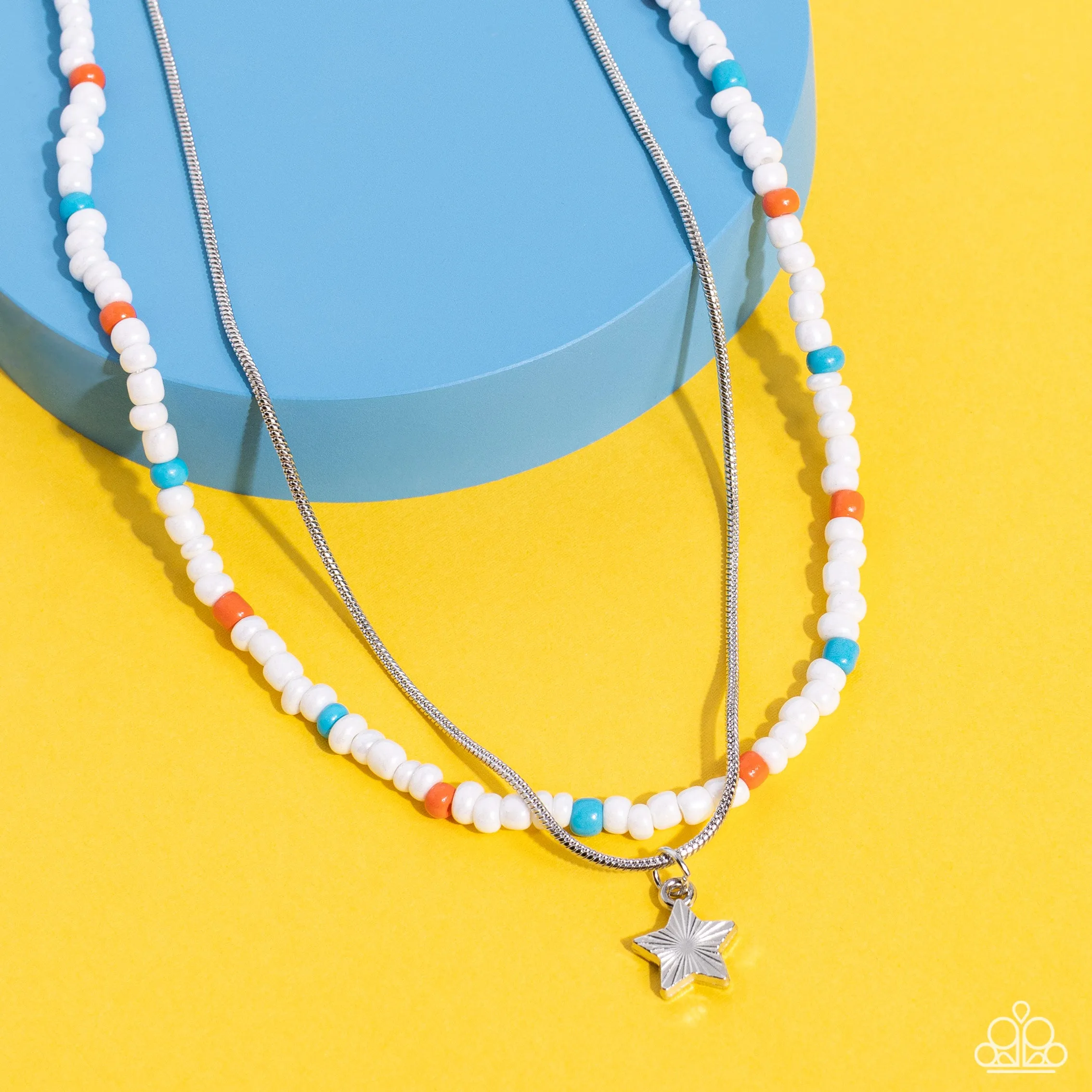 Starry Serendipity - White( Multicolored Seed Bead Star) Necklace