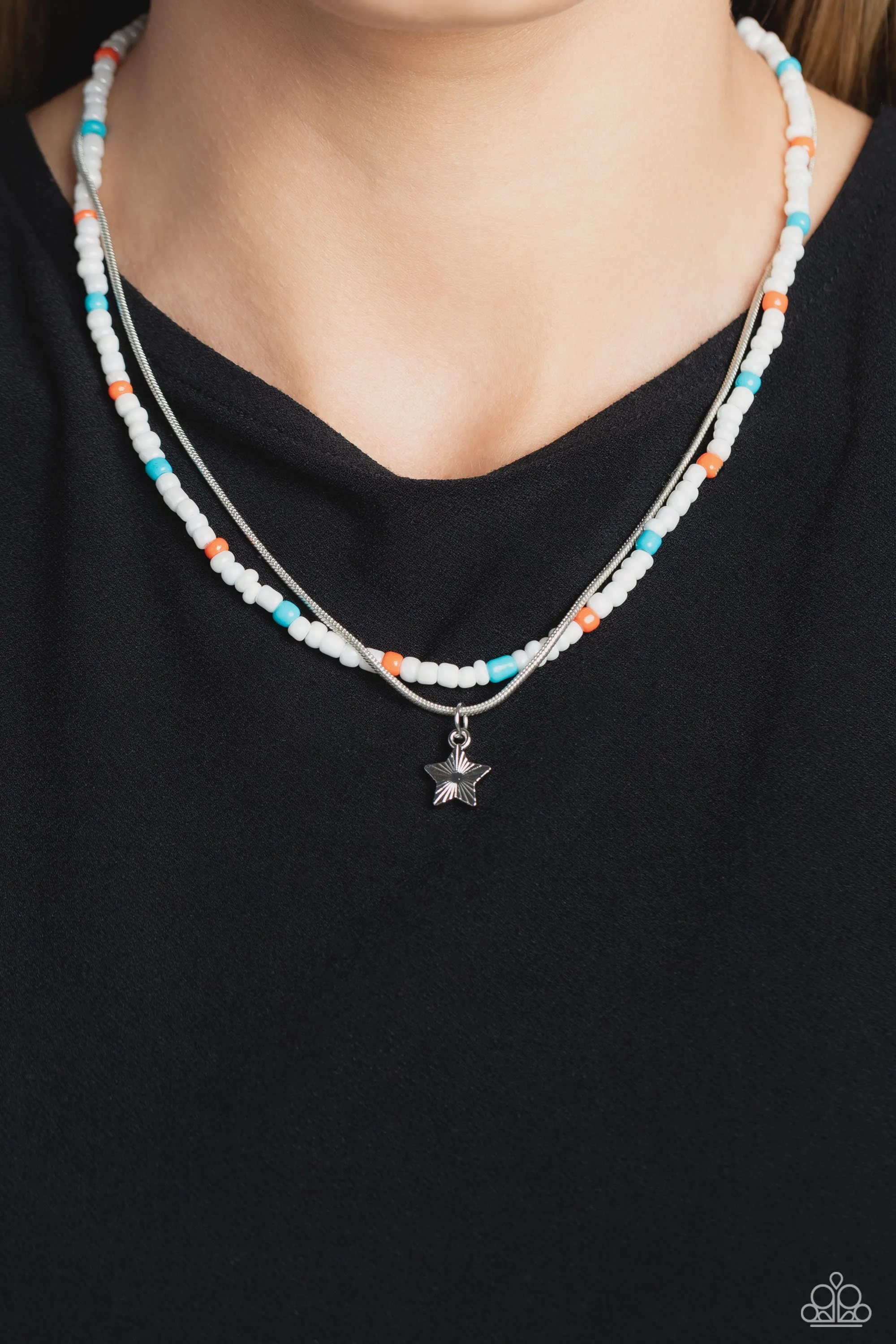 Starry Serendipity - White( Multicolored Seed Bead Star) Necklace