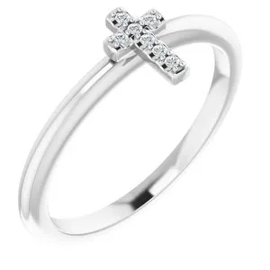 Sterling Silver .03 CTW Diamond Stackable Cross Ring
