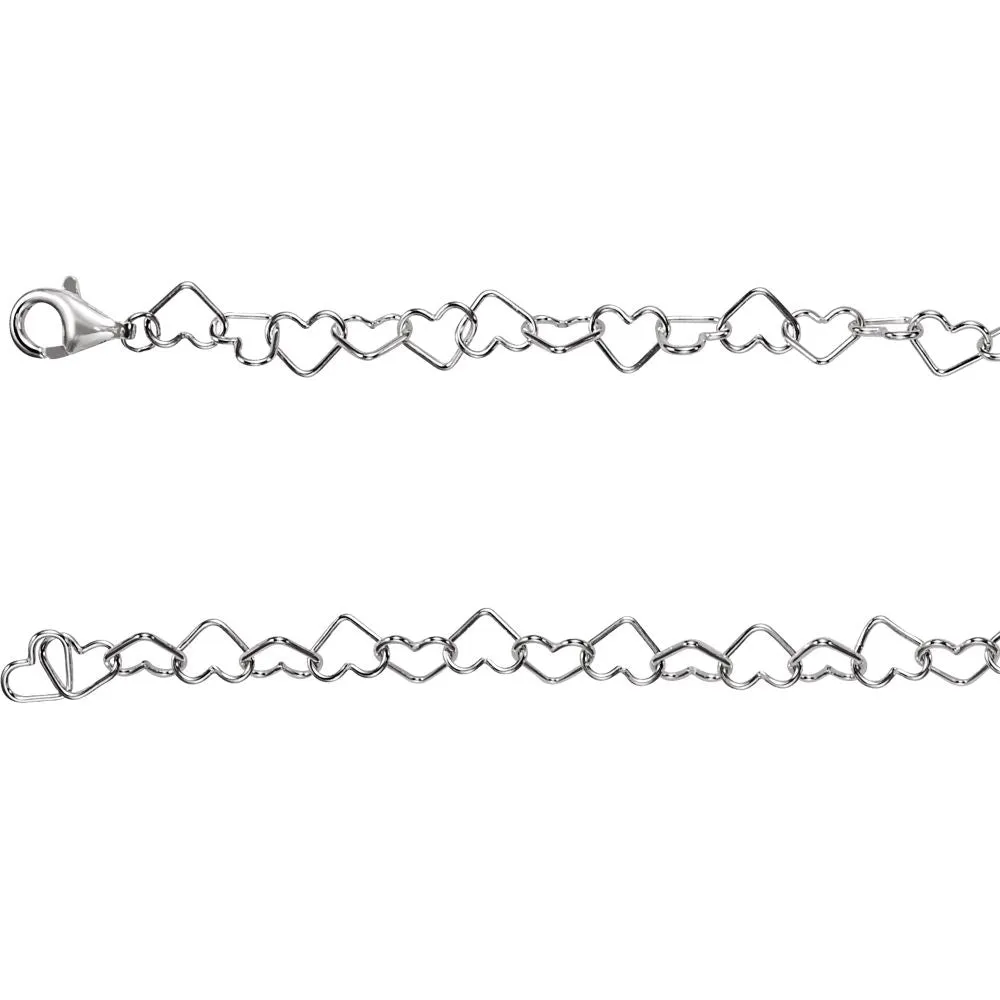 Sterling Silver 6mm Heart Link 7.25" Chain