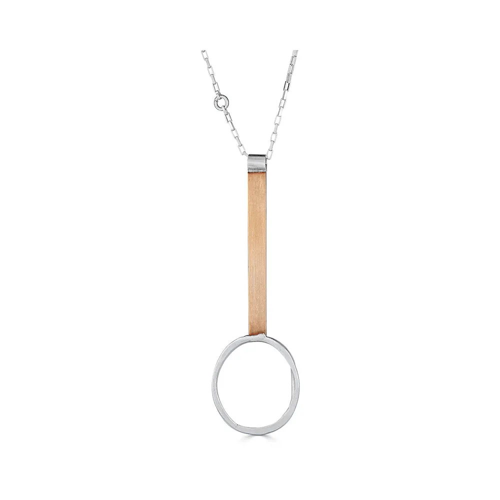 Sterling Silver and Bronze Linear Modern Necklace