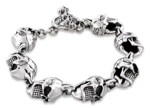 Sterling Silver Angry Skull Link Bracelet