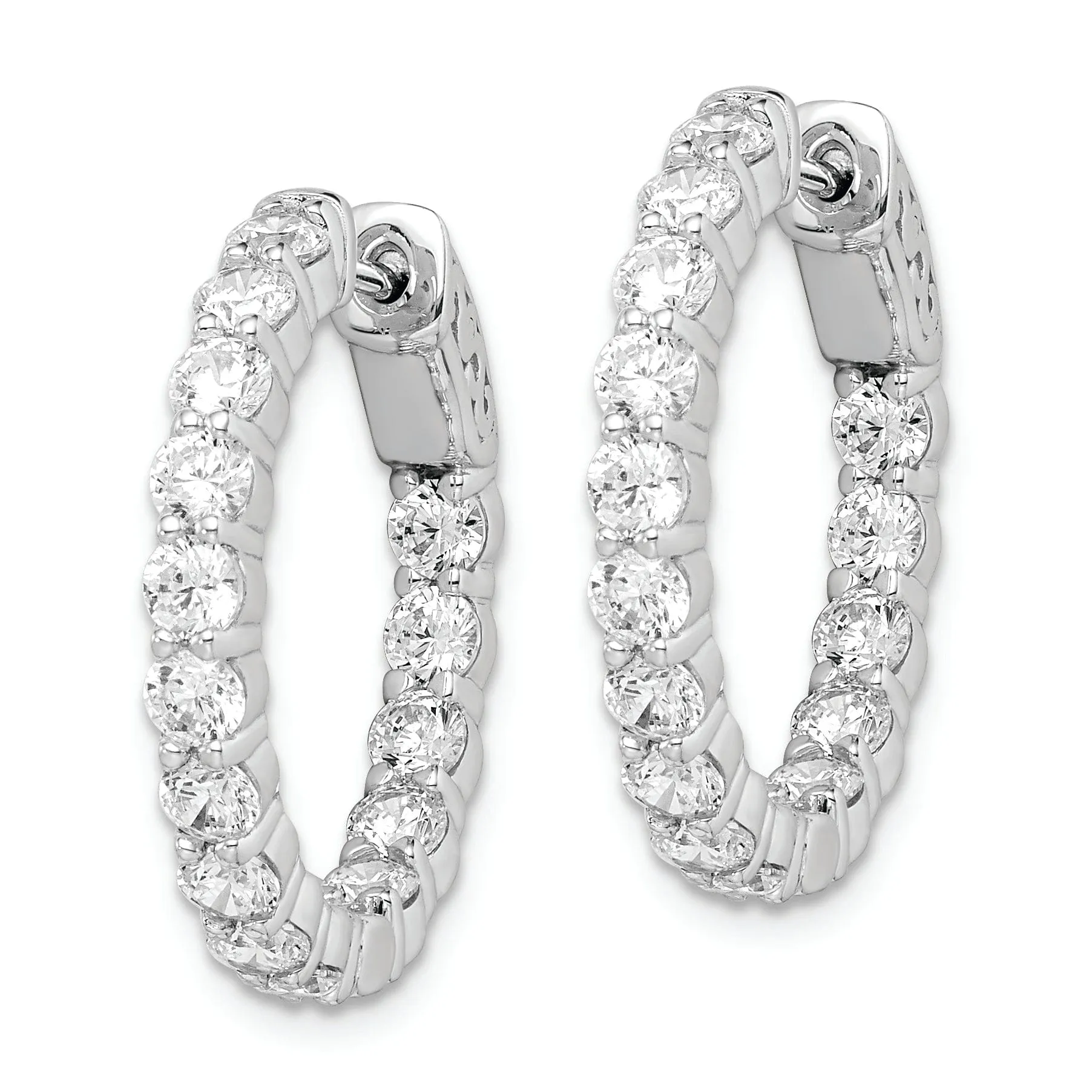 Sterling Silver CZ Hoop Earrings